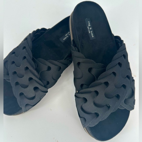 rag & bone Bailey Sport Slides in Black - Picture 1 of 9